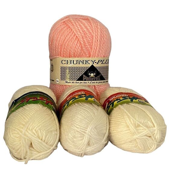 Yarn Lot 4 Skeins Acrylic 1 Pink 3 White Sport Weight - Picture 1 of 5